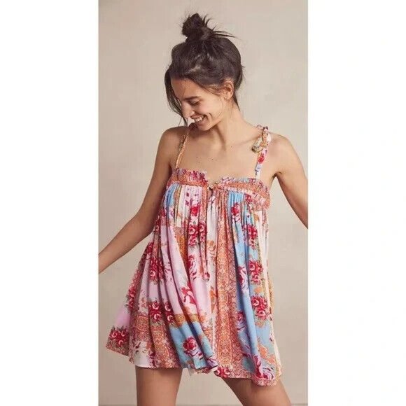 Free People Intimately Rule the World Boho Romper Size XL Bright Combo NWT - Picture 4 of 8